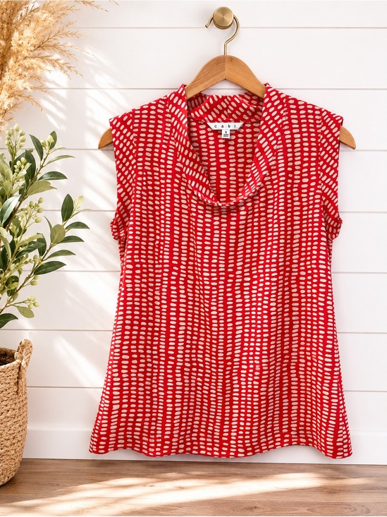 CAbi Tops - 🧡 CAbi Orange & White Printed Cowl Neck Top | Size Small | EUC